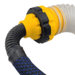 Magnetic dust extractor size-down adapter for connecting 2-1/2" and 1-1/4" vacuum hoses.